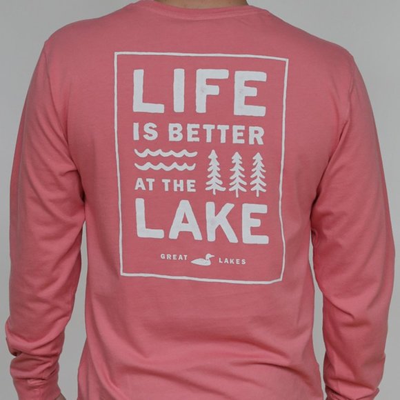 Great Lakes Northern Outfitter Tops - Lake Life Great Lakes Long Sleeve Salmon Tshirt S